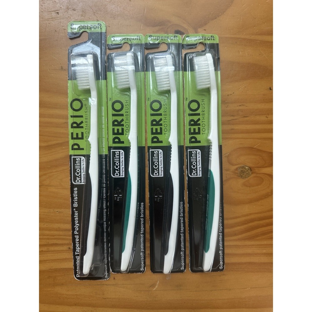 Dr. Collins Perio Supersoft Toothbrush, (Colors Vary) (Pack of 4) Dental Care